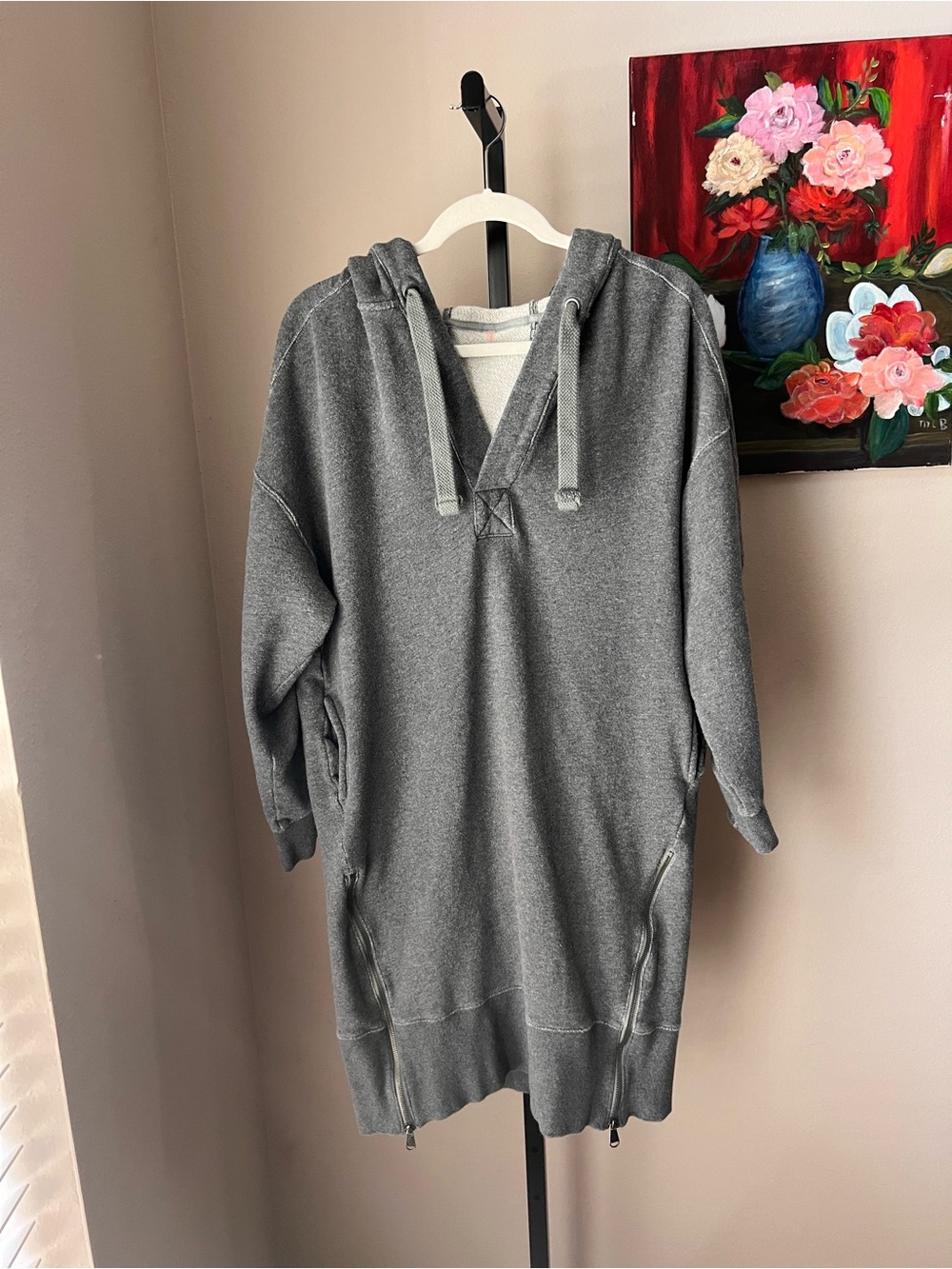 Free people spur of the moment Gray Hooded Pullover Sweater